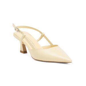 STUART WEITZMAN Lemon Made In Spain Leather Vinnie 50 Slingback Heels